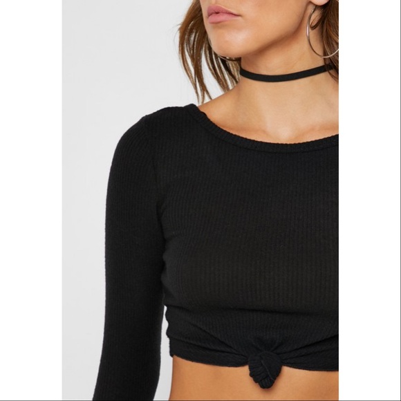 Forever 21 Long Sleeve Front Tie Crop Top - Picture 3 of 10